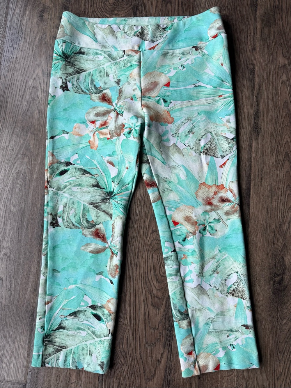 Soft Surroundings Paloma Pull On Tropical Aqua Blue Pants Size Petite Medium